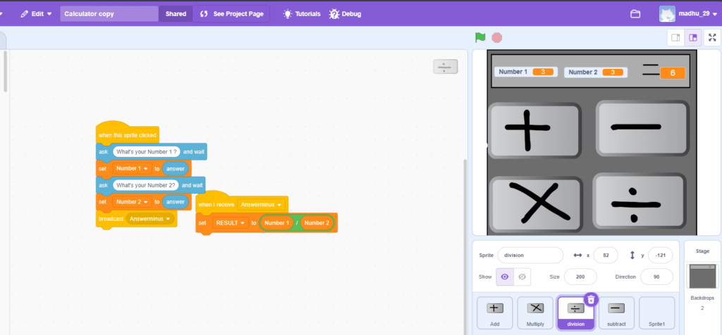 Calculator using Scratch Programming 13 Calculator using Scratch Programming
