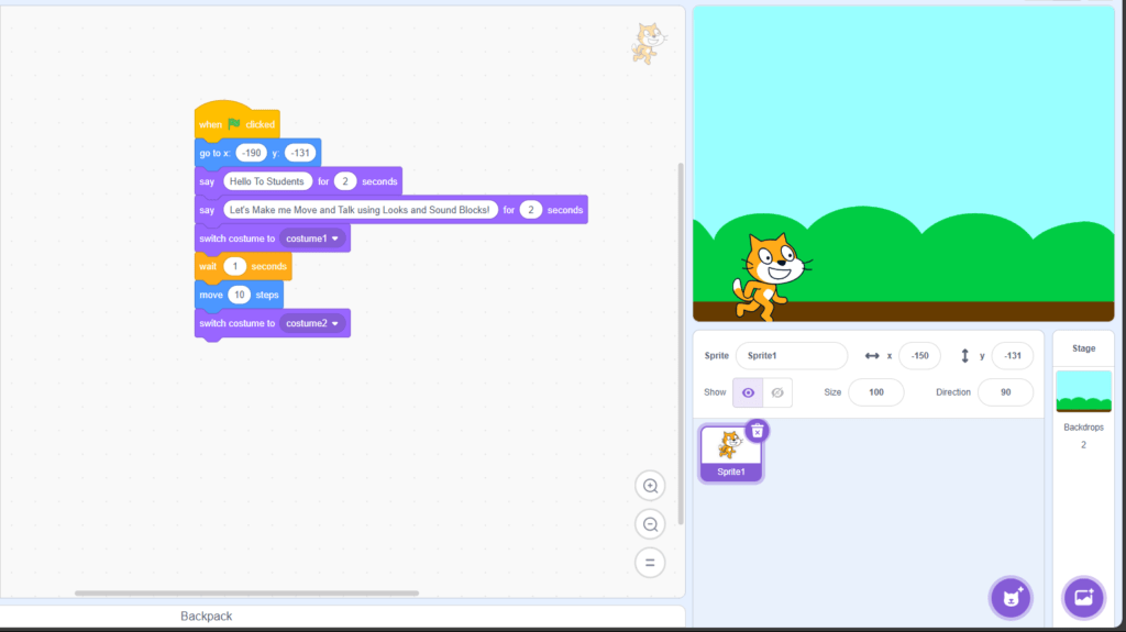 Best Projects on Looks and Sound Block in Scratch Programming