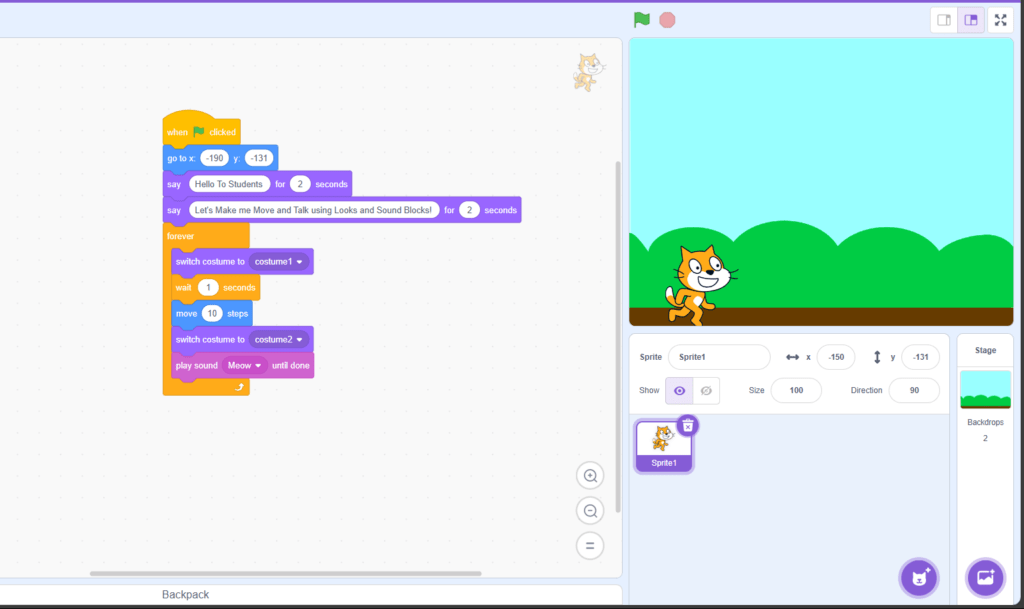Best Projects on Looks and Sound Block in Scratch Programming